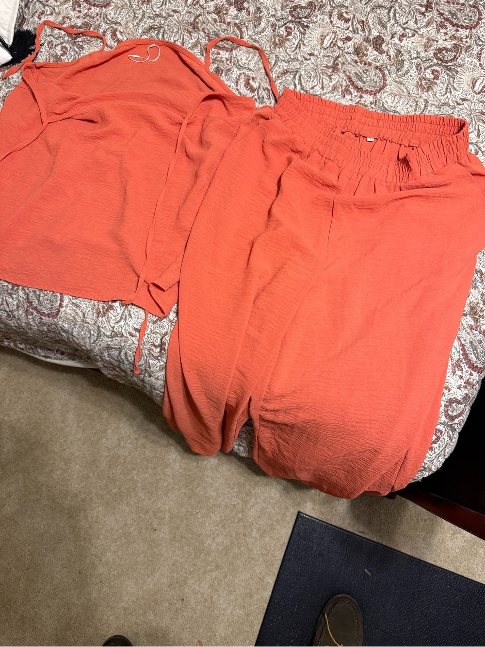 Amazon Coral Wide-Leg Pant and Spaghetti Strap Top Set